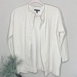 Eileen Fisher Textured Cream Diamond Stitch Cardigan